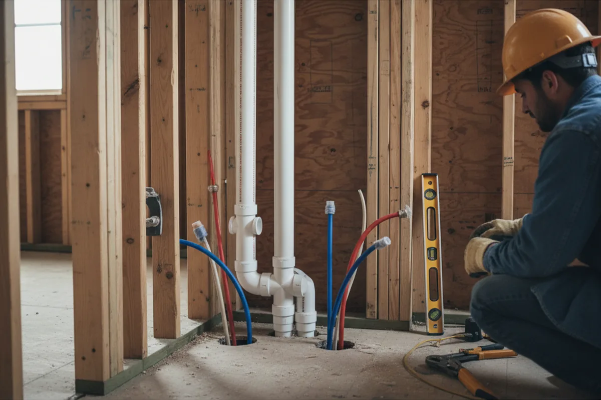 Drain and supply rough-in during Drain Cleaning in Knightdale