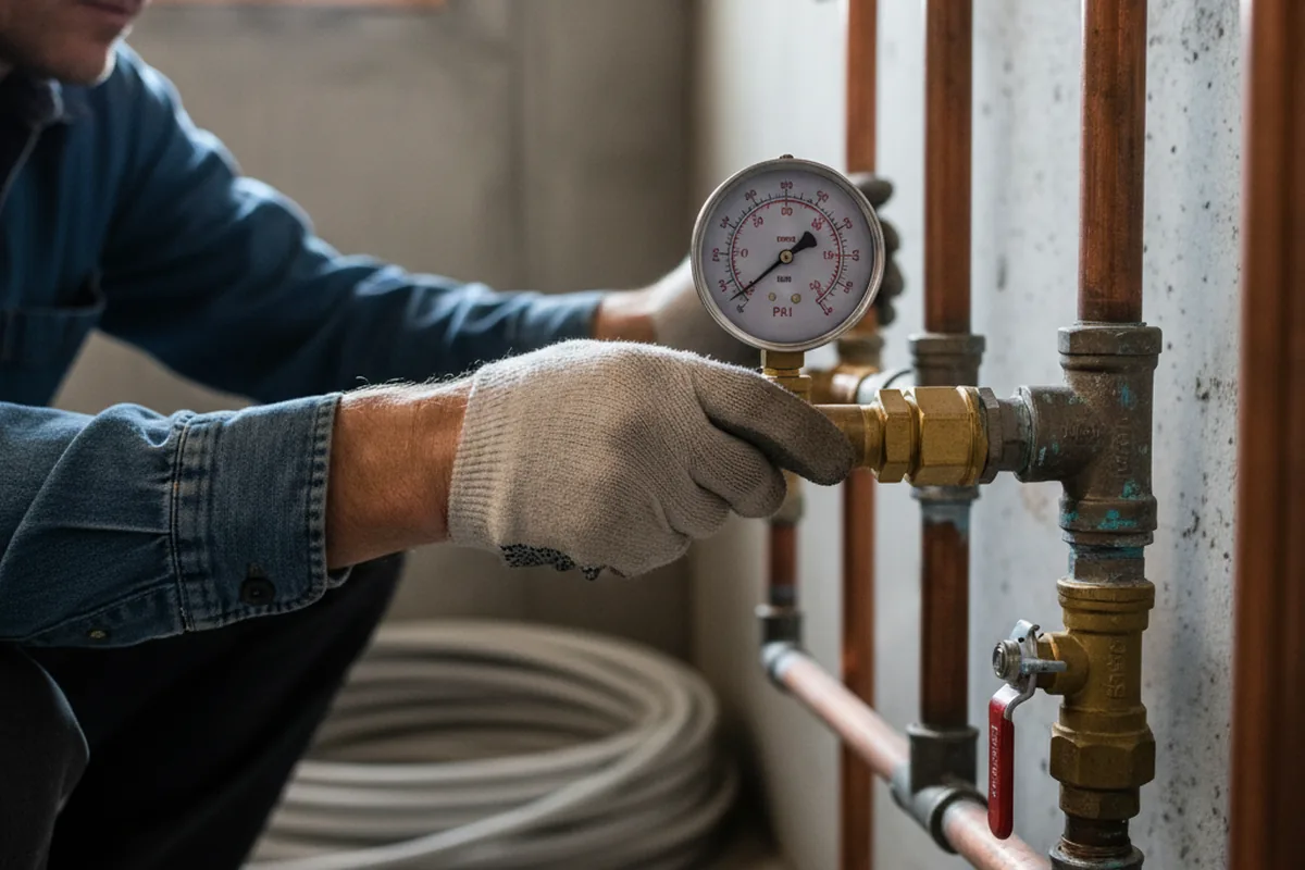 Pressure testing a repaired line during Water Line Repair in Knightdale